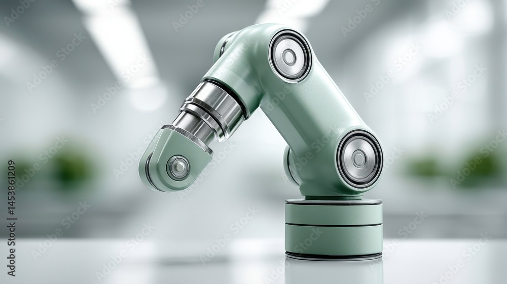Poster robotic arm technology. industrial automation system. future robotics concept.