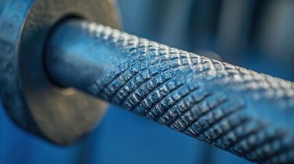 A close-up of the textured metal grip of a pull-up bar with light reflections