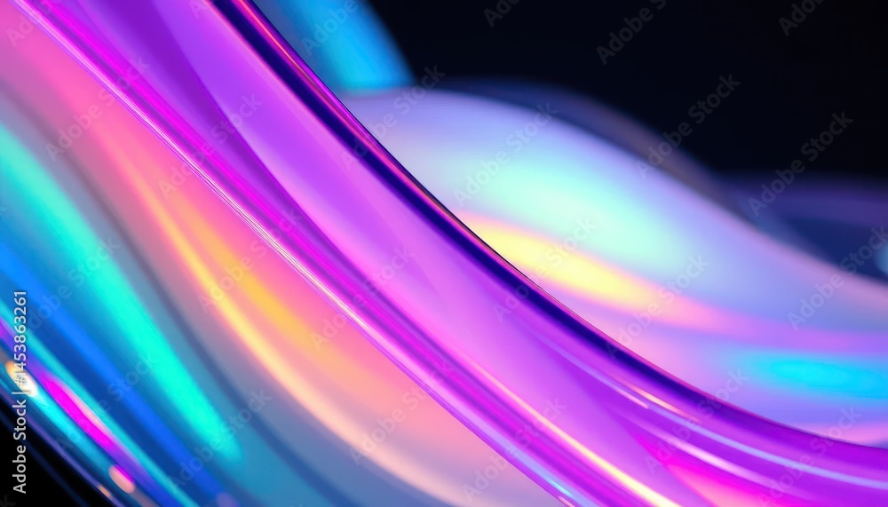 Poster translucent iridescent waves: an abstract display of light and gradient colors