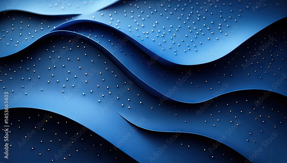 Poster abstract design with wavy layers and dotted texture.
