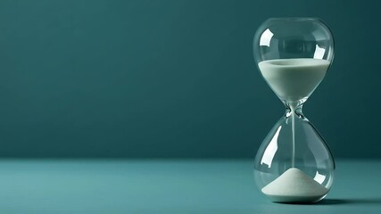 Elegant hourglass on a teal background, symbolizing the passage of time and reflection - Powered by Adobe