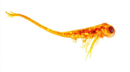 Obraz premium Vibrant golden fish larvae swim gracefully. This image captures the delicate form and colors of tiny aquatic creatures. Perfect for nature and science projects. Generative AI
