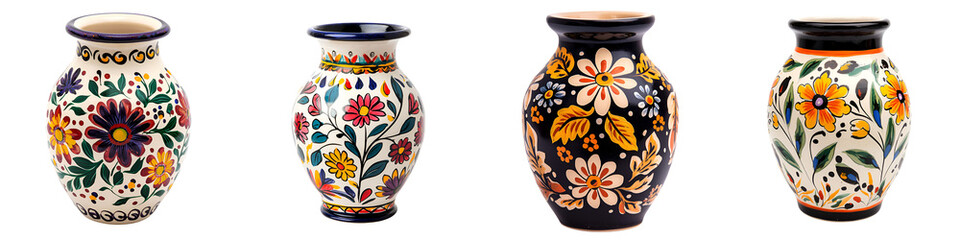 Vibrant Ceramic Vases with Ornamental Floral Designs