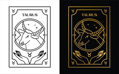 Taurus horoscope card zodiac vector design