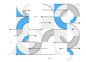 Abstract vector geometric background in tech mechanical engineering blueprint style, digital system wallpaper, technology mechanism dynamic draw.