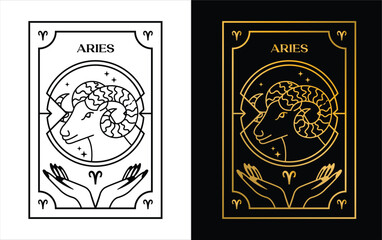 Aries horoscope card zodiac vector design