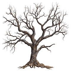 Bare tree illustration on transparent background isolated digital image