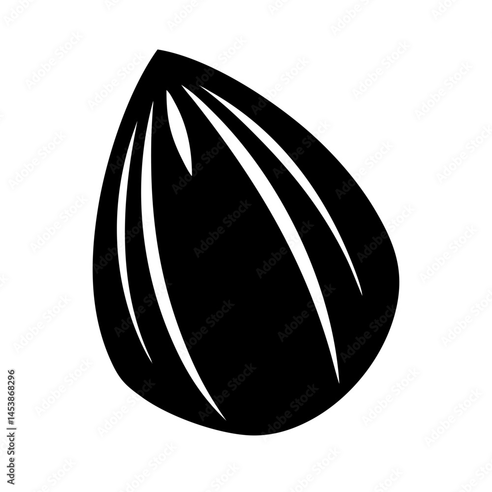 Poster almond in shell silhouette on transparent background for web and graphic design
