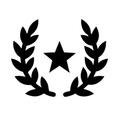 laurel with star silhouette on transparent background for web and graphic design