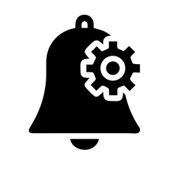 bell with gear silhouette on transparent background for web and graphic design