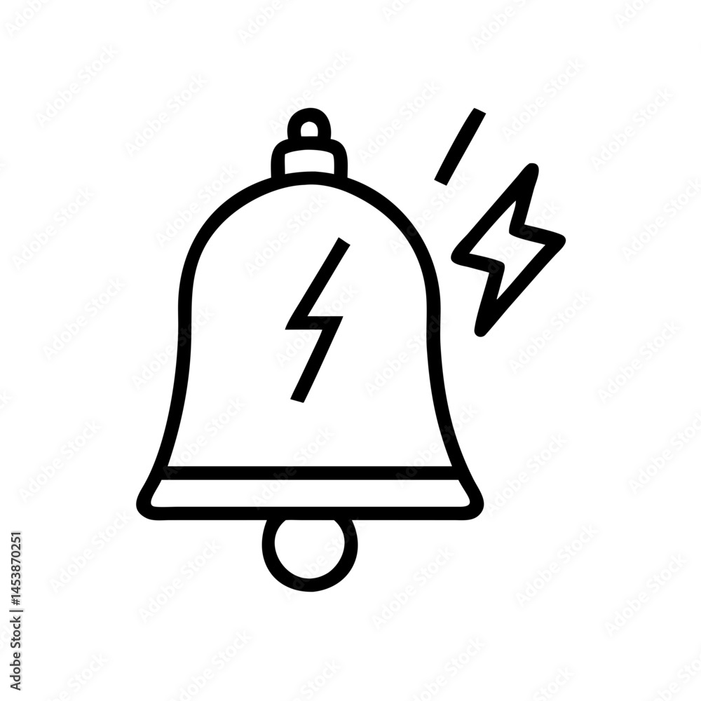 Aufkleber bell with lightning on transparent background for web and graphic design