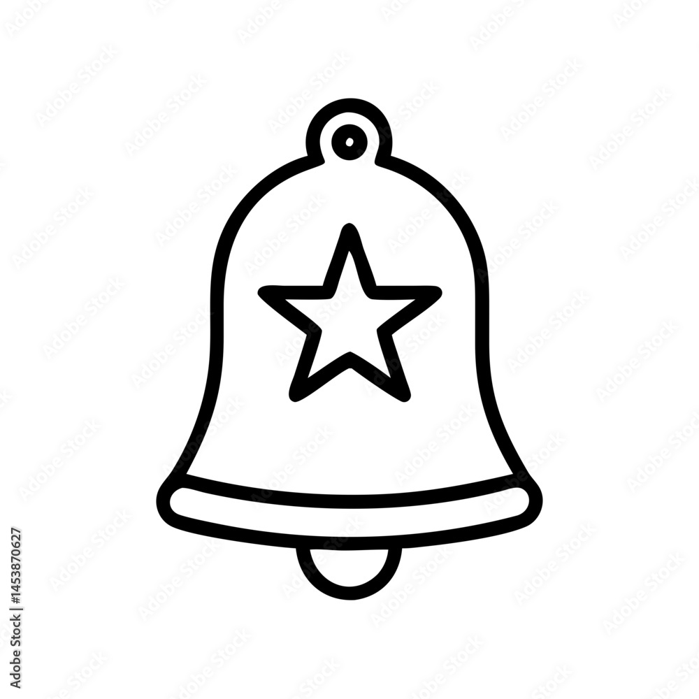 Poster bell with star on transparent background for web and graphic design