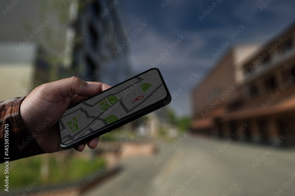 Poster gps map to route destination network connection location street map with gps icons navigation man gp