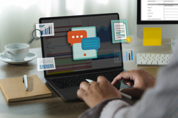 businessman working with data and graphs in spreadsheet documents for online analysis Microsoft...