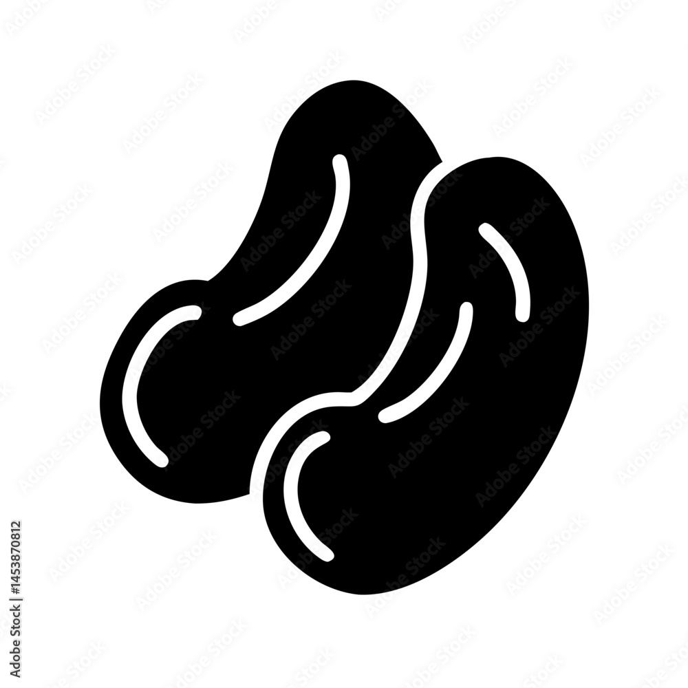 Poster cashew repeated or different view silhouette on transparent background for web and graphic design
