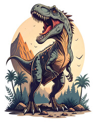 A fierce tyrannosaurus roaring in Forest Vector illustration.