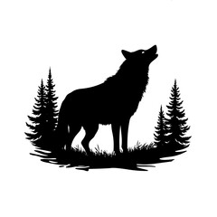 Outline of hallowing wolf image vector 