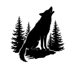 Outline of hallowing wolf image vector 