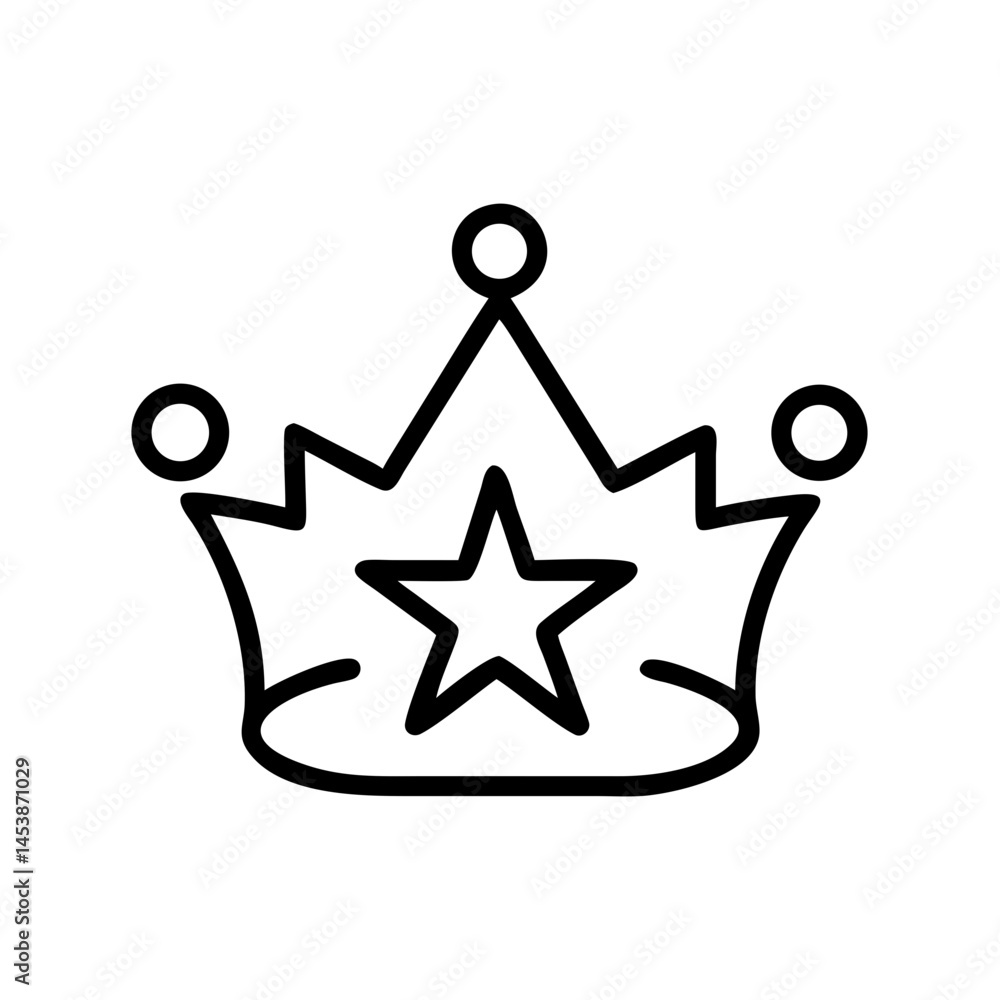Poster crown with star on transparent background for web and graphic design
