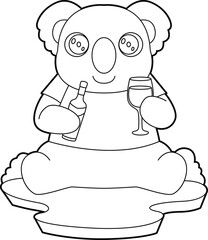 Koala Bottle Red wine Animal Vector Graphic Art Illustration
