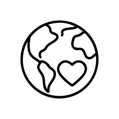 earth with heart on transparent background for web and graphic design