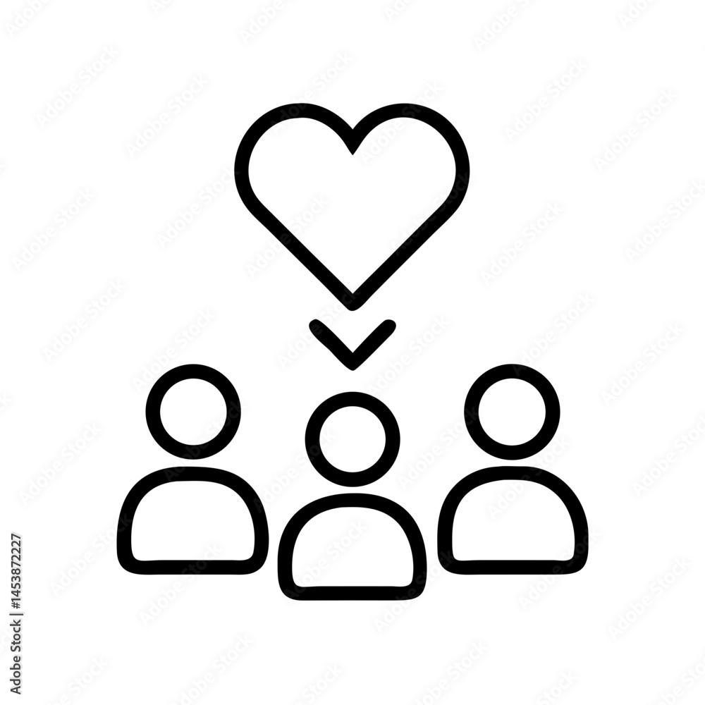 Aufkleber group with heart on transparent background for web and graphic design