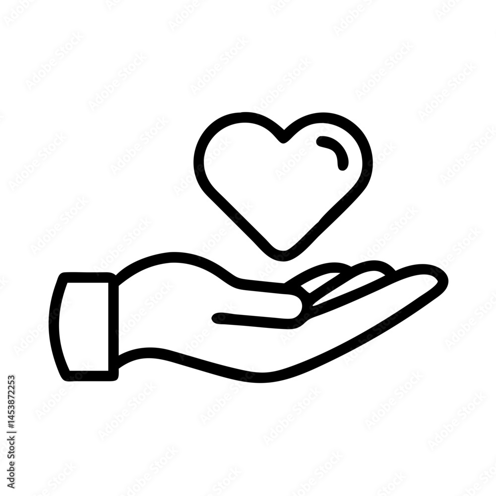 Aufkleber hand with heart on transparent background for web and graphic design