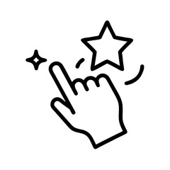 hand touching star on transparent background for web and graphic design