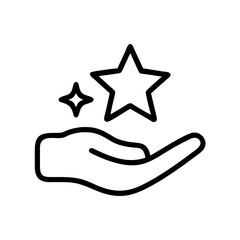 hand with star on transparent background for web and graphic design
