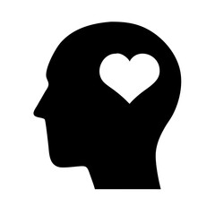 head with heart silhouette on transparent background for web and graphic design