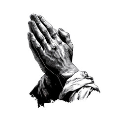 Praying Hands - A Timeless Expression of Faith and Devotion , isolated on white background PNG