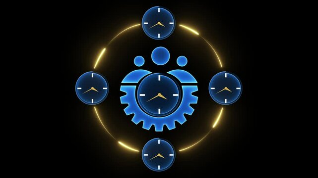 Business efficiency concept on black background. Glowing neon line of efficiency icon isolated on transparent background. Motion graphics of efficiency icon.4k video.
