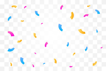 Colorful Confetti on Transparent Background. Celebration Party Banner. Vector Illustration