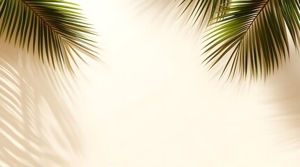 Tropical leaf shadows on a light beige background.
