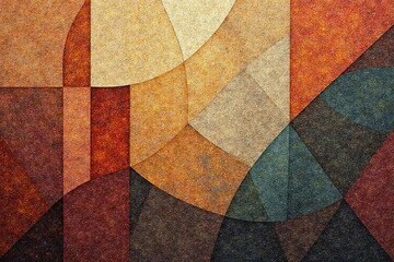 Fototapeta premium Geometric tapestry, muted earth tones, subtle texture, modern, abstract pattern, illustration