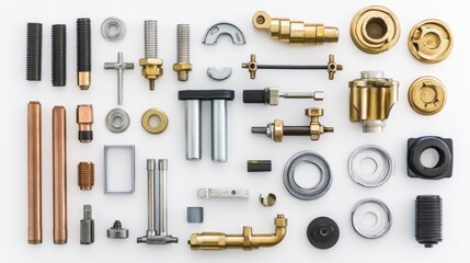 Fototapeta premium Plumbing components arranged neatly, 