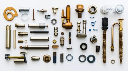 Fototapeta premium Plumbing components arranged neatly, 
