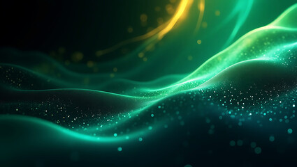 Green Noise Grainy Gradient Background Abstract Emerald Teal Lime Neon Light Glow