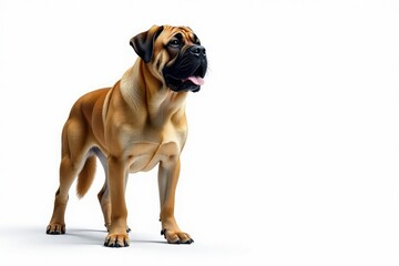 Obraz premium Majestic mastiff, powerful stance, white background, canine portrait, image