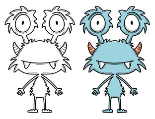 Monster Illustration, Ausmalbild, Ausmalen