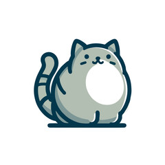 Fat Cat Logo, Animal Mascot, Clean Vector Lines
