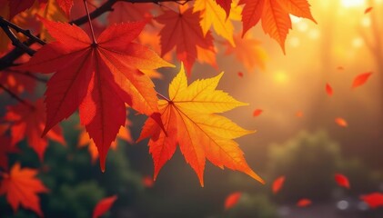 Fototapeta premium Abstract autumn leaves forming late-season design, texture, autumn