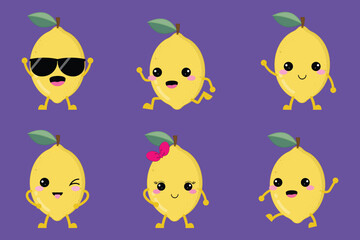 Fresh And Cute Cartoon Lemon Fruit Collection