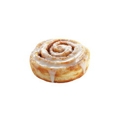 Fototapeta premium Delicious Glazed Cinnamon Roll Pastry Isolated on Black Background