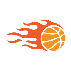 Flaming Basketball Logo – Fast-Motion Sports Symbol Illustration