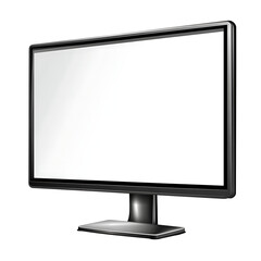 Modern black monitor vector illustration with blank screen on transparent background