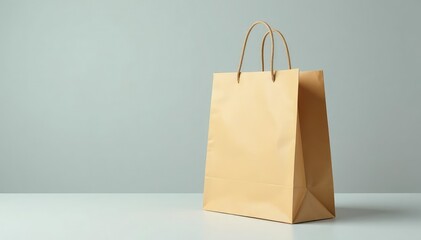 Studio shot of a single brown shopping bag, clean background, blank, high resolution