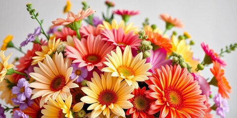 Vibrant summer bouquet, fresh flowers, colorful arrangement, birthday wedding,  fresh flowers bouquet, outdoor