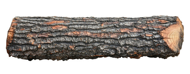 Detailed log isolated on transparent background with rough bark texture © SJB studio