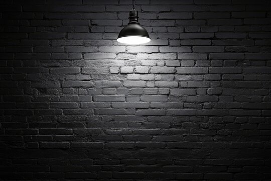 Dark brick wall with hanging light (1)